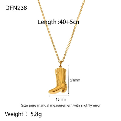 Jewelry IG Style French Style Boots 304 Stainless Steel 18K Gold Plated Plating Earrings Necklace