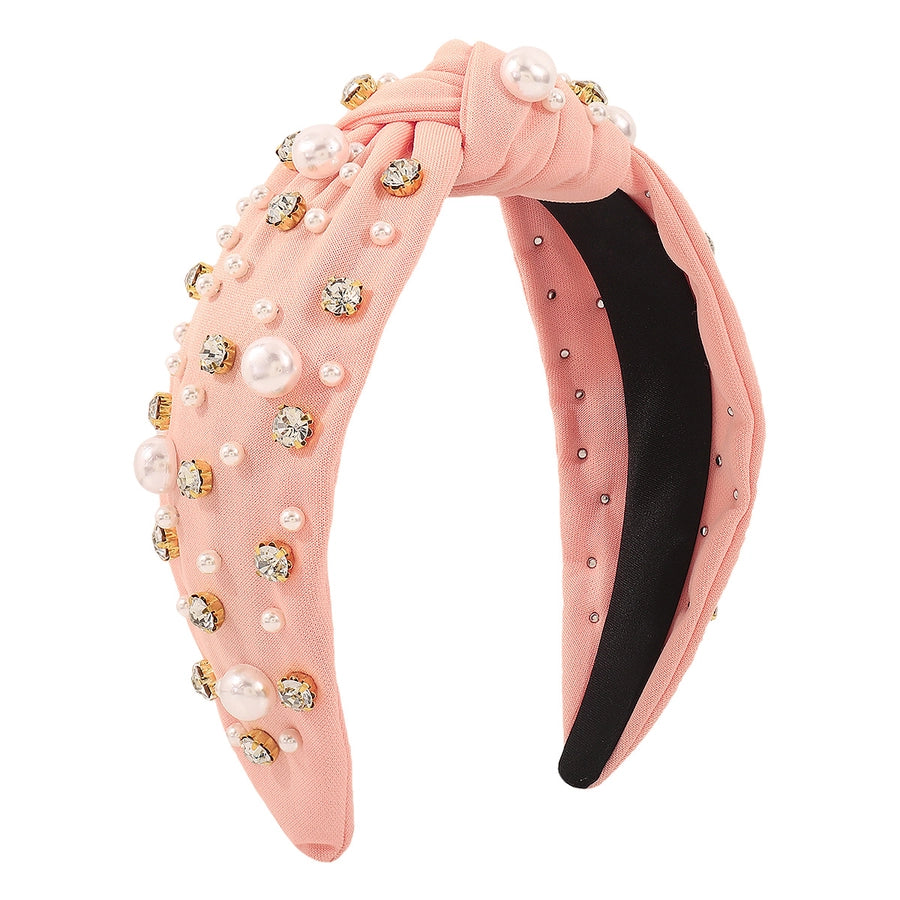 fashion solid color imitation pearl cloth rhinestone hair band