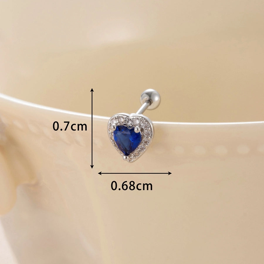 1 Piece Classic Style Heart Shape Inlay Copper Zircon Ear Studs