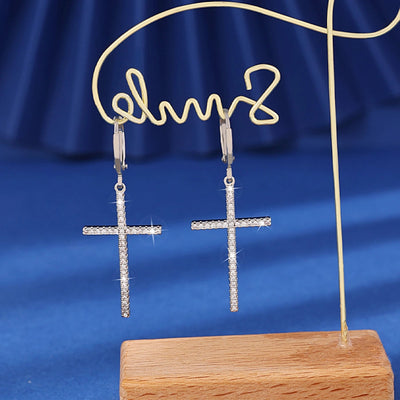 1 Pair Hip-Hop Simple Style Cool Style Cross Copper Zircon Imitation Gold  Ear Studs