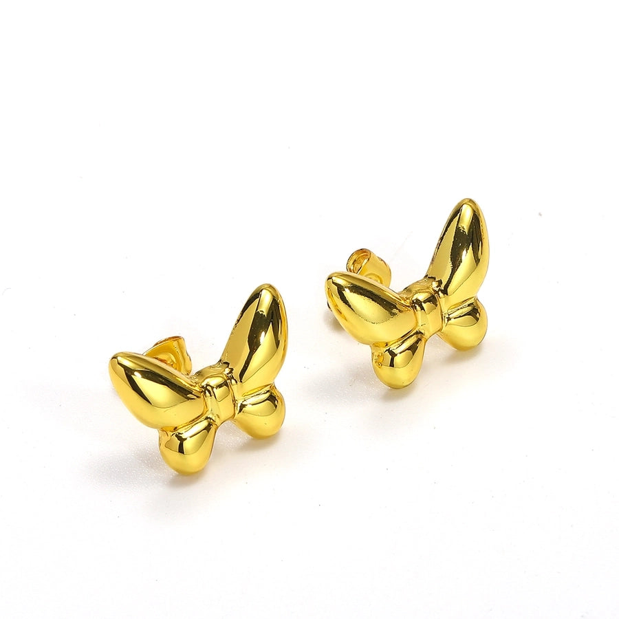 1 Pair Elegant Round Star Butterfly Titanium Steel Ear Studs