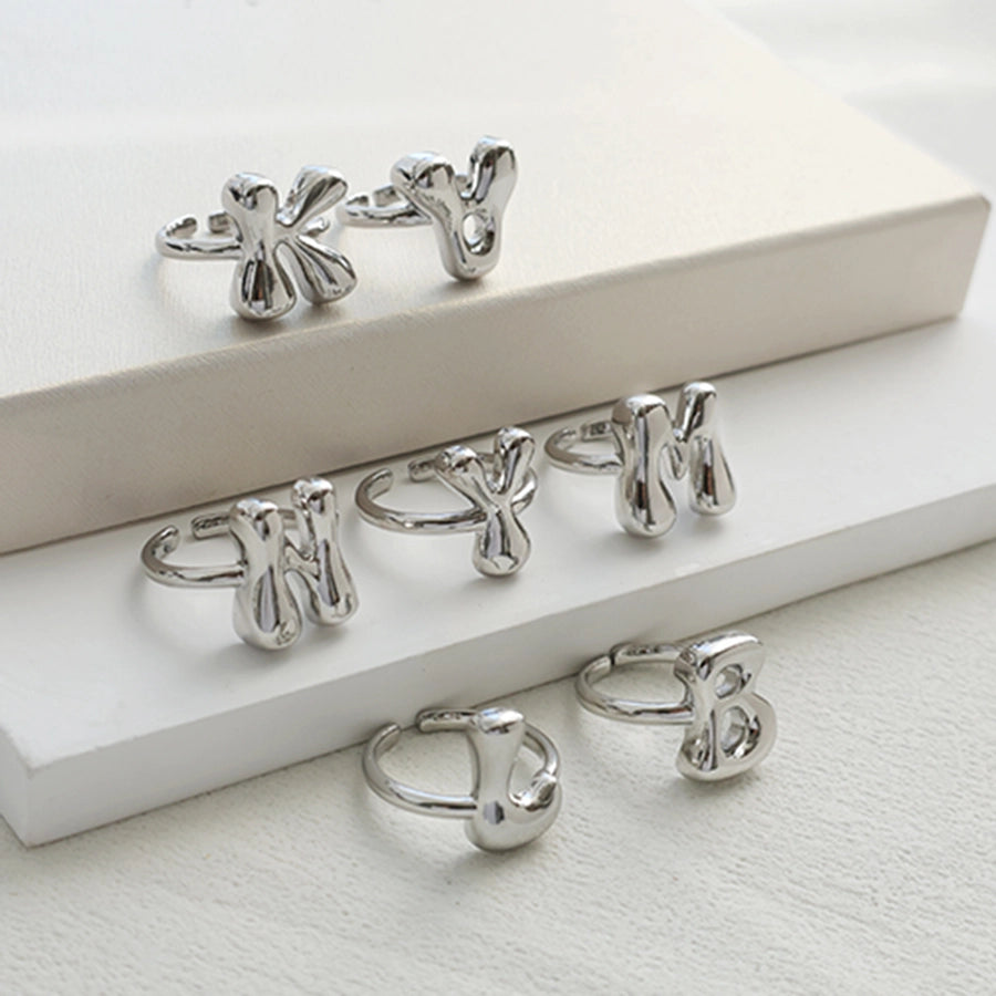 Copper Brass 18K Gold Plated Letter Open Rings