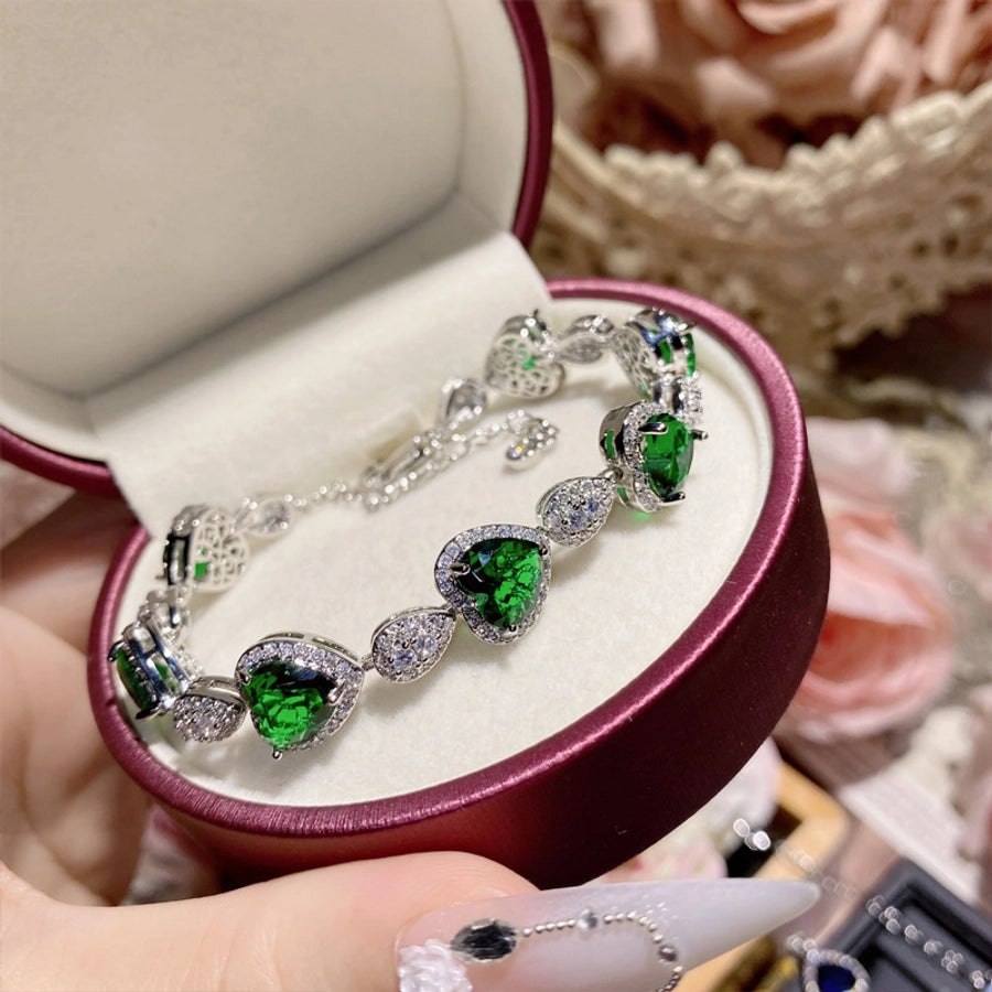 Copper Inlay Water Droplets Heart Shape Rectangle Artificial Gemstones Bracelets