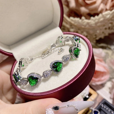 Copper Inlay Water Droplets Heart Shape Rectangle Artificial Gemstones Bracelets