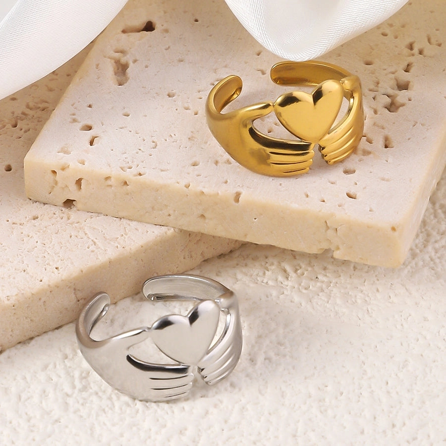 Jewelry Elegant Heart Shape Titanium Steel Open Rings