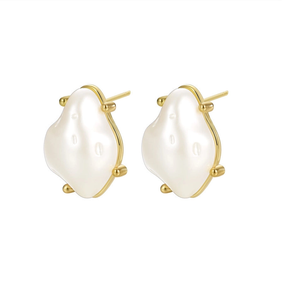 Gao Ding series Baroque special-shaped pearl earrings s925 silver needle temperament elegant personality retro earrings