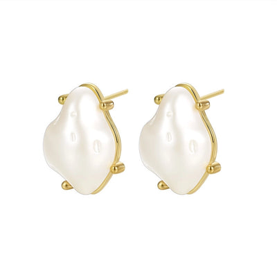 Gao Ding series Baroque special-shaped pearl earrings s925 silver needle temperament elegant personality retro earrings