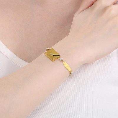 Elegant envelope Oval 304 Stainless Steel 18K Gold Plated  Bracelets In Bulk