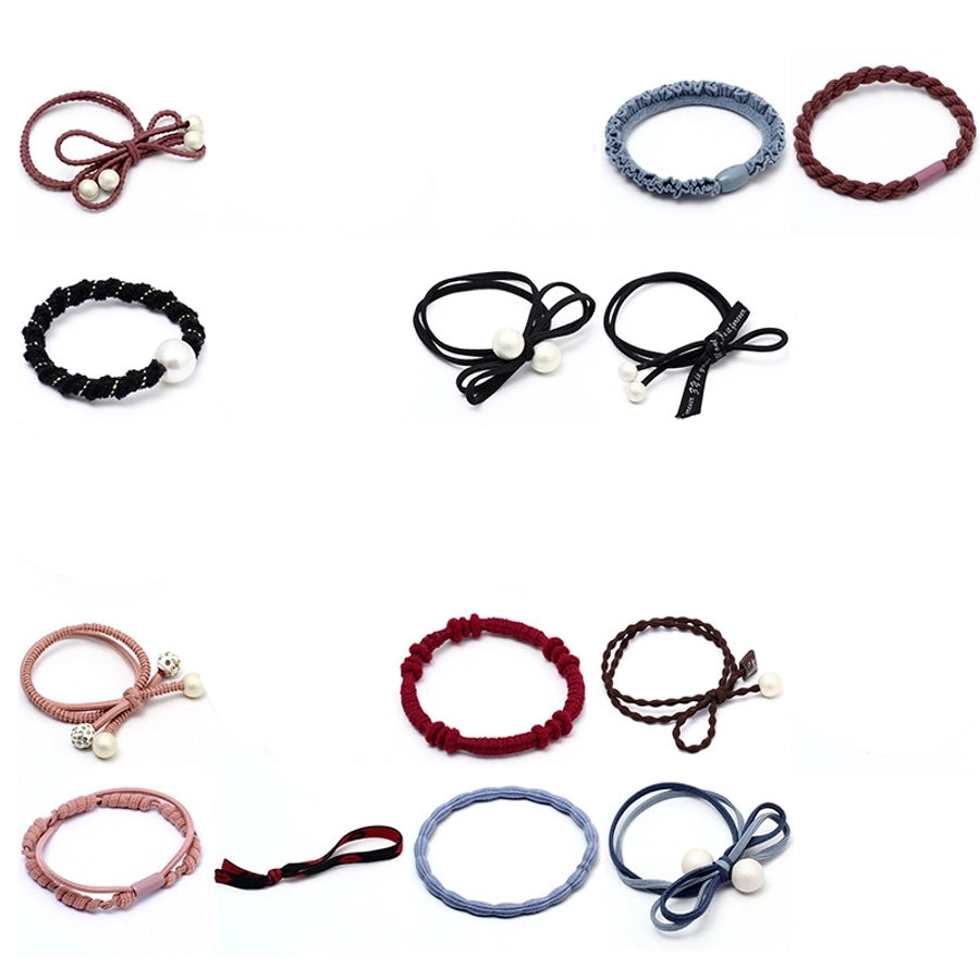 pure color artificial pearl elastic hair rope