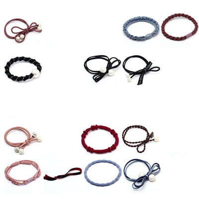 pure color artificial pearl elastic hair rope