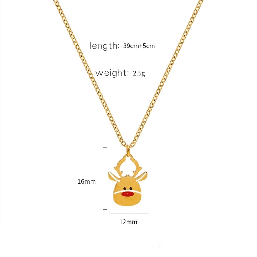 Jewelry Cute Christmas Hat Christmas Tree Christmas Socks Titanium Steel 18K Gold Plated Plating Pendant Necklace