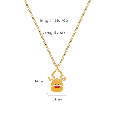 Jewelry Cute Christmas Hat Christmas Tree Christmas Socks Titanium Steel 18K Gold Plated Plating Pendant Necklace