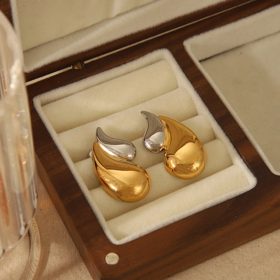 1 Pair Vintage Style Classic Style Water Droplets Mixed Metal Plating 304 Stainless Steel 18K Gold Plated Ear Studs