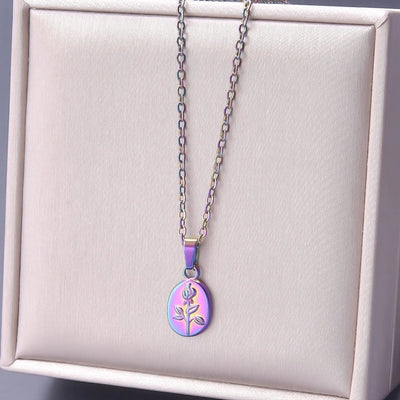 Jewelry Basic Modern Style Classic Style Flower 304 Stainless Steel 18K Gold Plated Plating Pendant Necklace