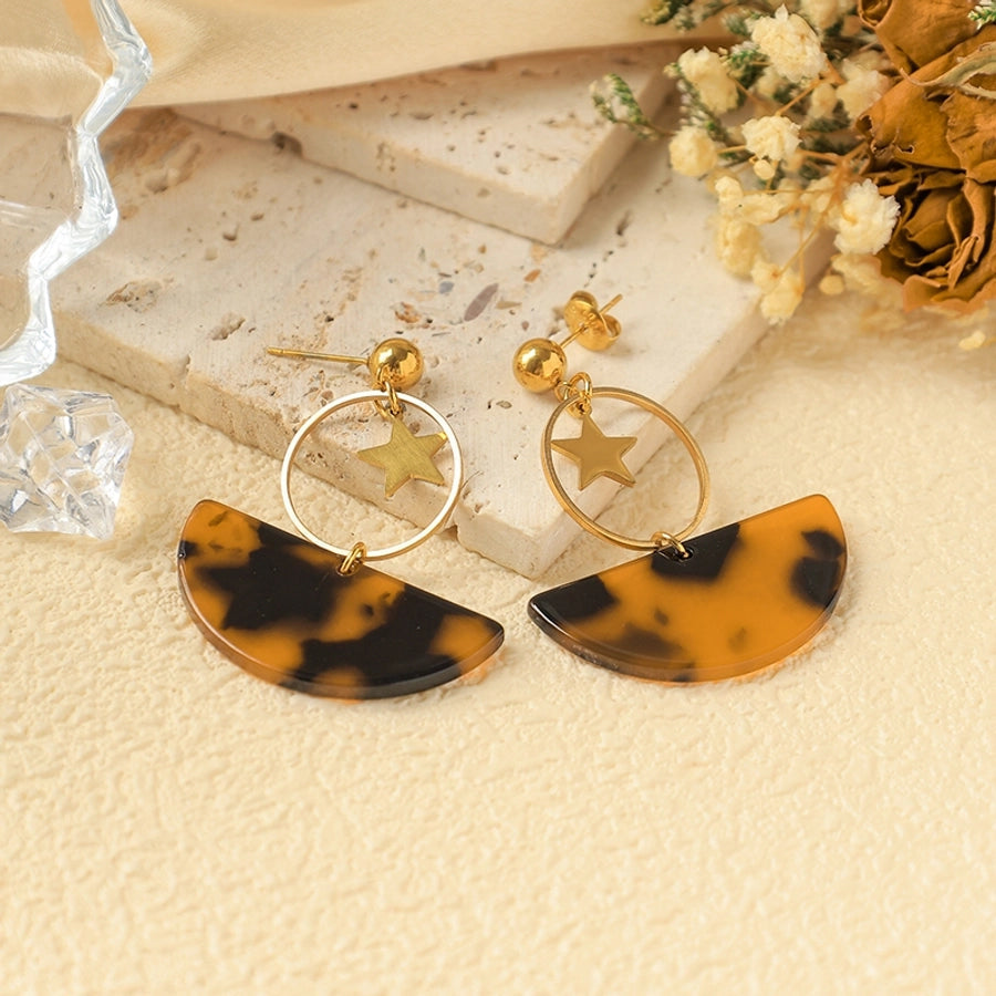 1 Pair Preppy Style Vacation Streetwear Geometric Plating Hollow Out 304 Stainless Steel Arylic 14K Gold Plated Drop Earrings