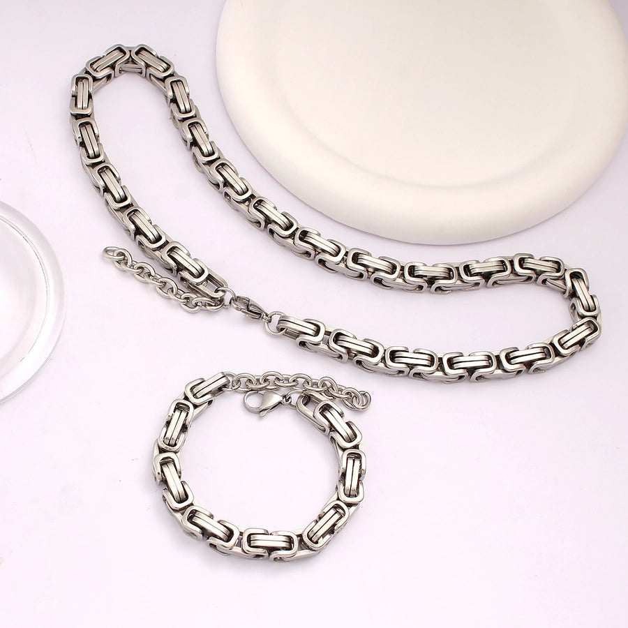 Jewelry Hip-Hop Commute Geometric 667 Stainless Steel Bracelets Necklace