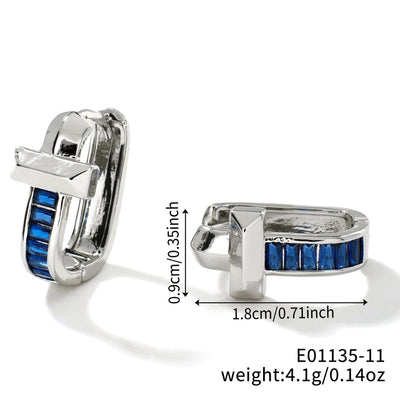 1 Pair Elegant Simple Style Shiny Geometric Inlay Copper Glass K Gold Plated Rhodium Plated Ear clip