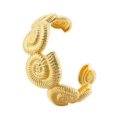 Copper 18K Gold Plated Conch Flower Bangle