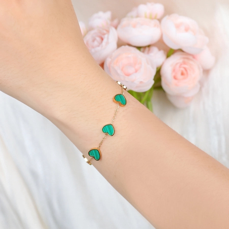 Cute Heart Shape 304 Stainless Steel 18K Gold Plated Acrylic cable chain Bracelets In Bulk