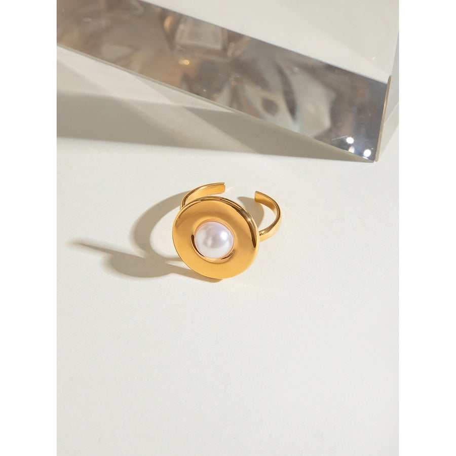 Jewelry Simple Style Classic Style Round 304 Stainless Steel Acrylic 18K Gold Plated Open Rings