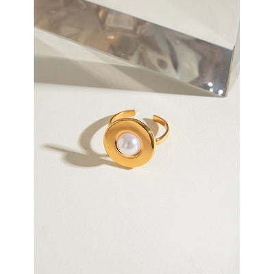 Jewelry Simple Style Classic Style Round 304 Stainless Steel Acrylic 18K Gold Plated Open Rings