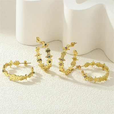 1 Pair IG Style Exaggerated Streetwear Devil's Eye  Inlay Copper Zircon 18K Gold Plated Ear Studs