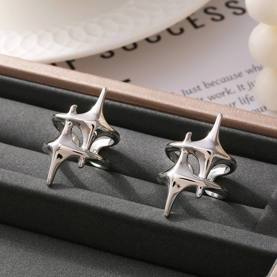 Jewelry Casual Elegant Modern Style Star Titanium Steel 18K Gold Plated Plating Open Rings