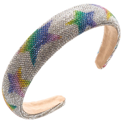 Women's Elegant Glam Pentagram Cloth Sponge Inlay Rhinestones Hair Band