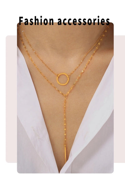 Jewelry Exaggerated Vacation Simple Style Circle Titanium Steel Pendant Necklace Necklace