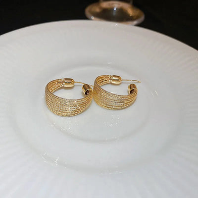 retro c shape solid color metal plating women's earrings 1 pair