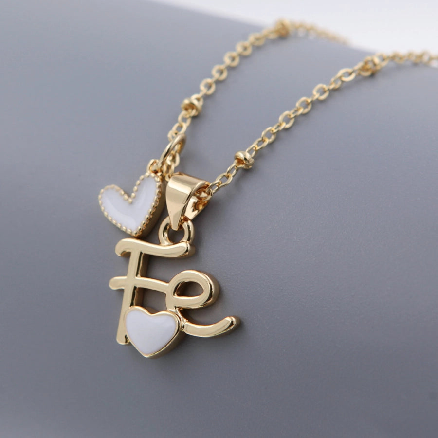 Copper 18K Gold Plated Epoxy Letter Heart Shape Pendant Necklace