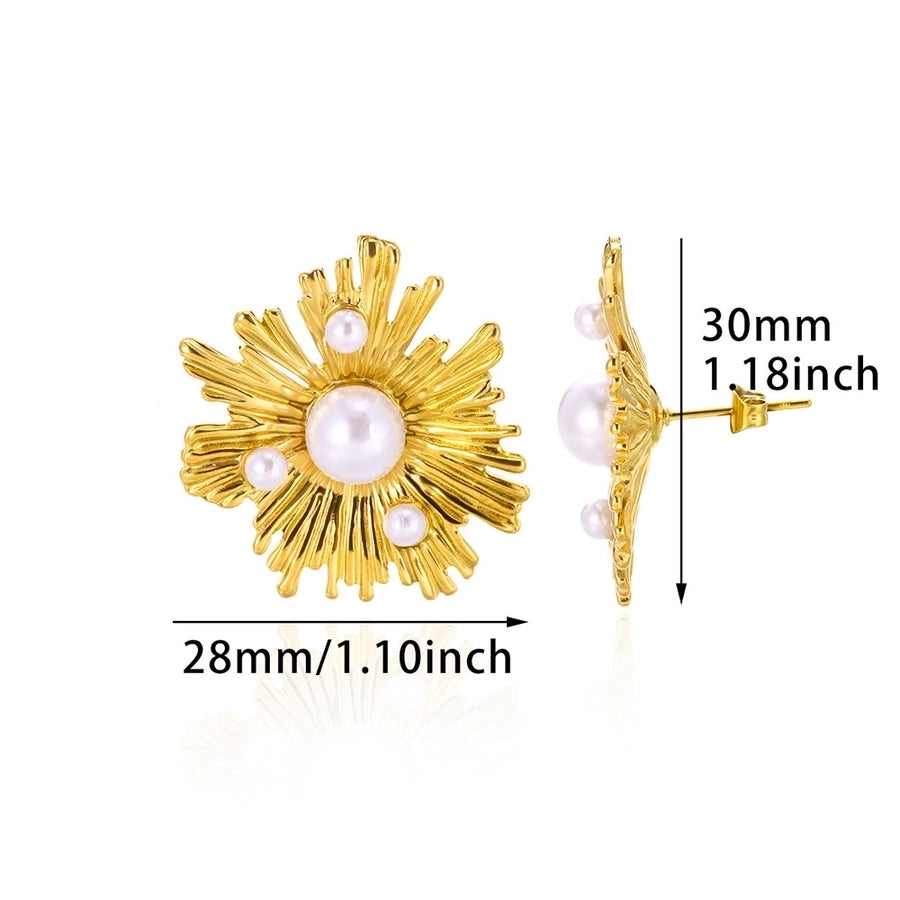 French Style Retro Minority Pearl Ear Stud and Ring Suit Light Luxury High-Grade Autumn Design Flower Rings Ear Studs