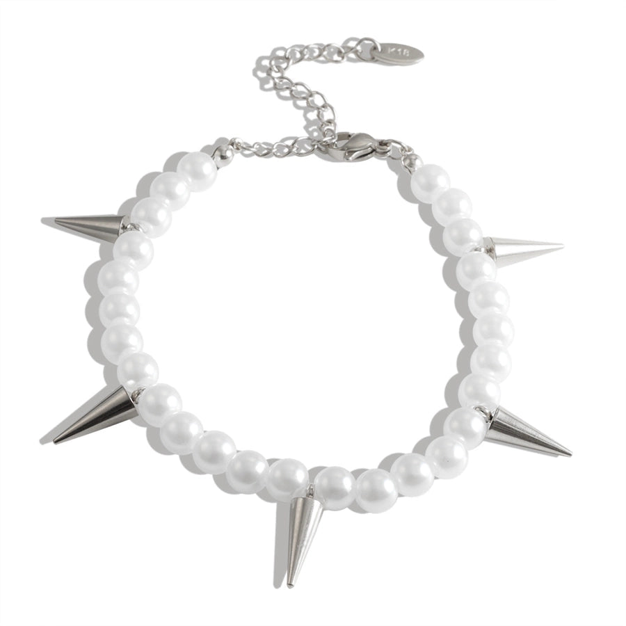 Jewelry Simple Style Geometric 304 Stainless Steel Artificial Pearl Plating  Bracelets Necklace