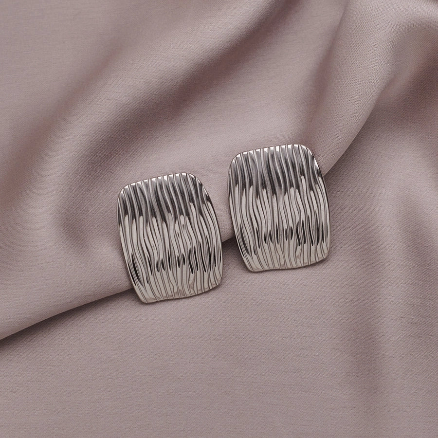 1 Pair Elegant Geometric Pleated 304 Stainless Steel Ear Studs