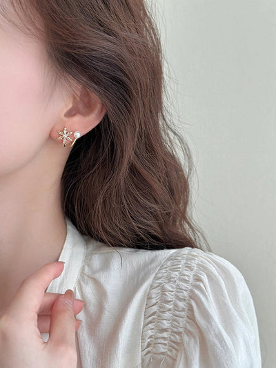 1 Pair Basic Geometric Plating Copper Imitation Pearl Zircon Earrings