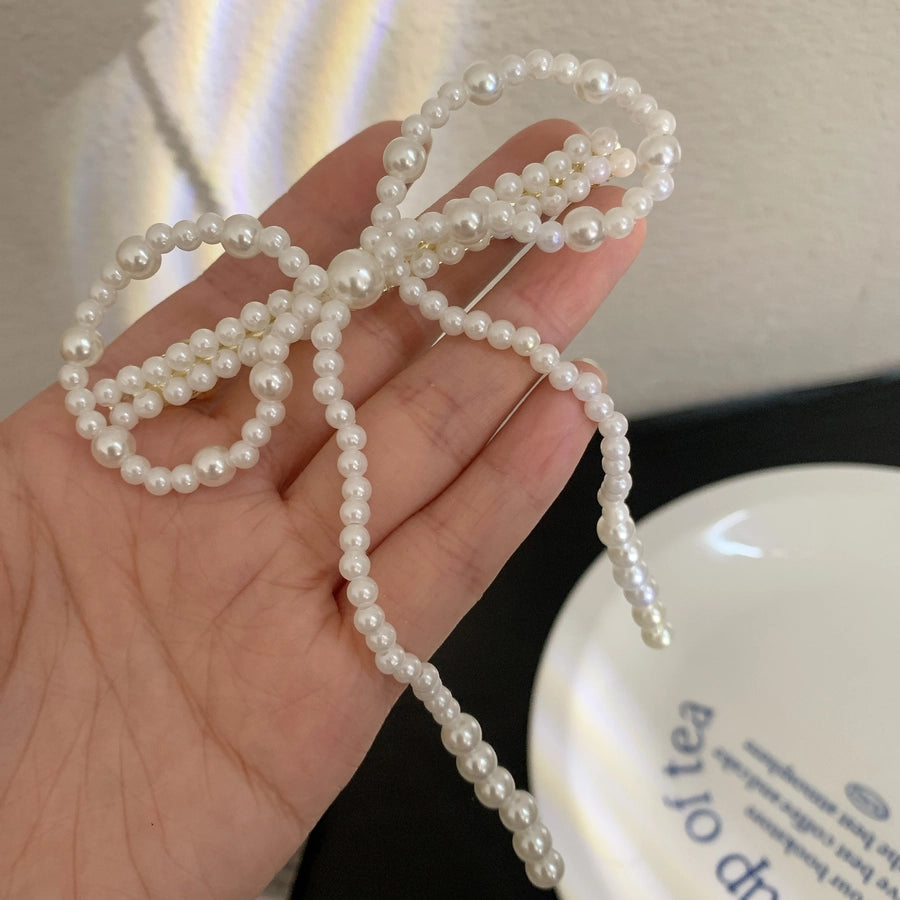 Women's Simple Style Classic Style Bow Knot Alloy Plastic Beaded Hair Clip