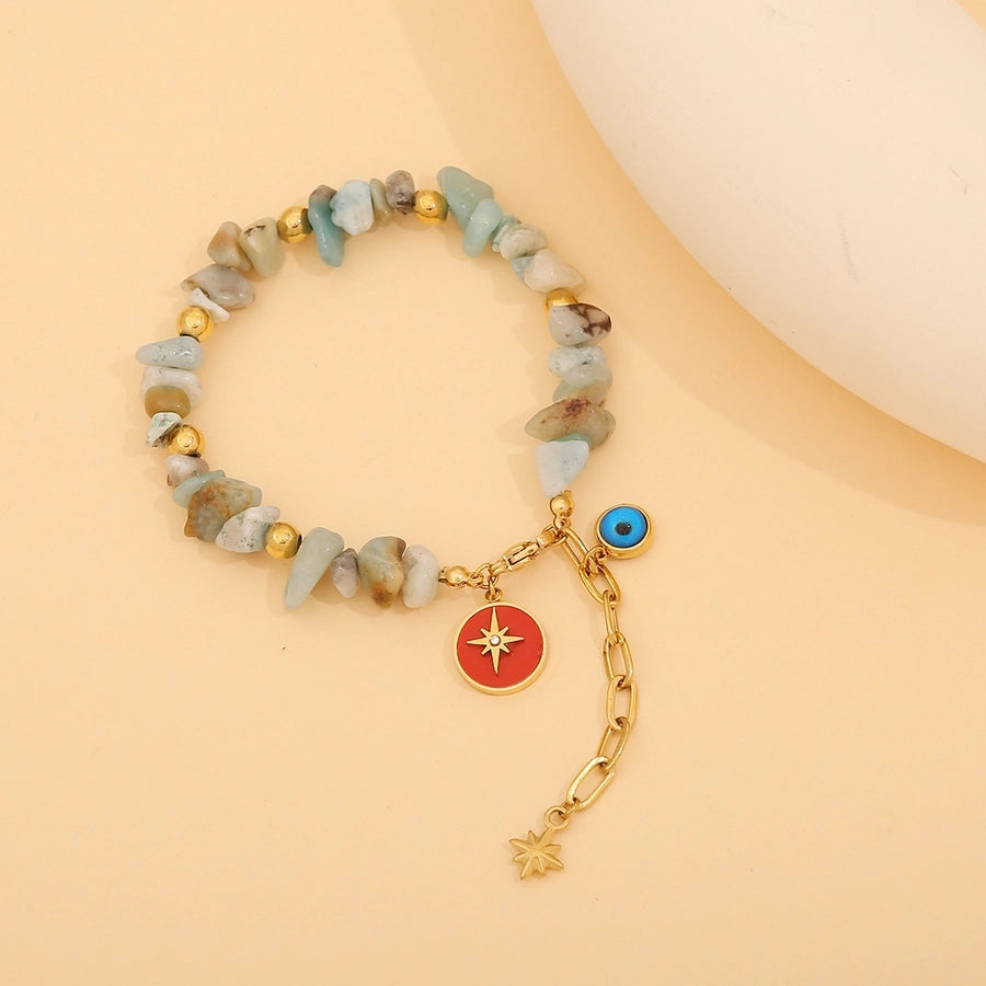 Elegant Commute Heart Shape Eye 18K Gold Plated 304 Stainless Steel Stone  Bracelets