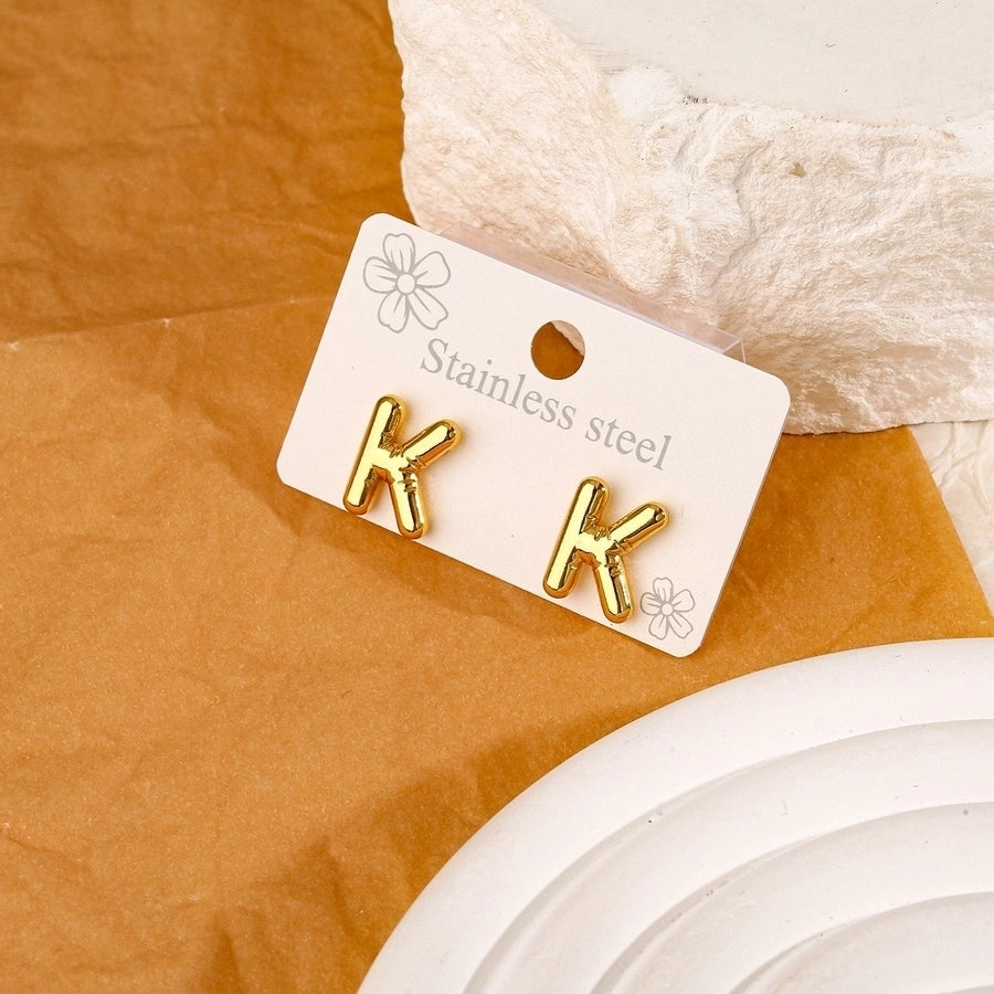 1 Pair Simple Style Classic Style Letter 304 Stainless Steel 18K Gold Plated Ear Studs