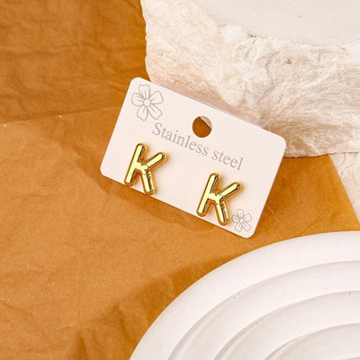 1 Pair Simple Style Classic Style Letter 304 Stainless Steel 18K Gold Plated Ear Studs