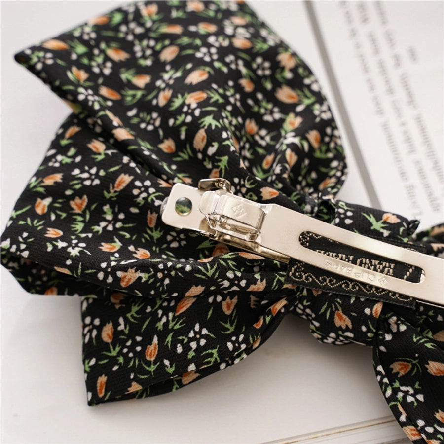 simple style bow knot cloth floral hair clip 1 piece