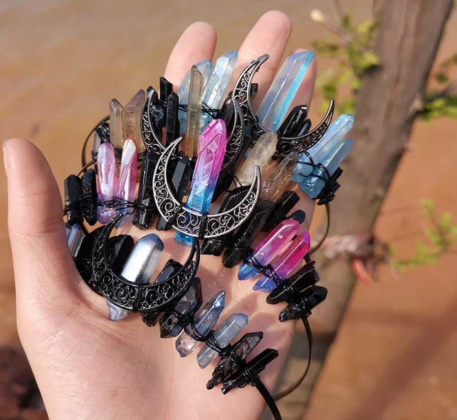 retro geometric moon crystal hair band 1 piece