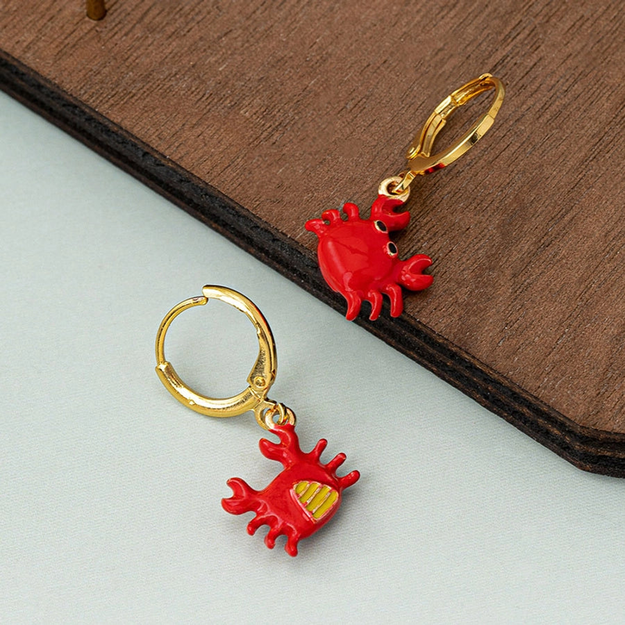 1 Pair Cute Streetwear Crab Enamel Copper Drop Earrings
