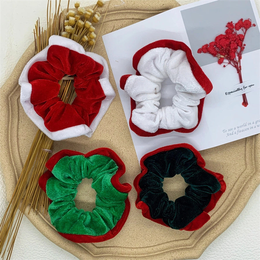 Christmas Cartoon Style Cute Women's Christmas Hat Christmas Tree Santa Claus Flannel Hair Tie