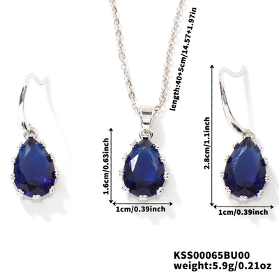 Copper Rhodium Plated Inlay Water Droplets Glass Jewelry Set