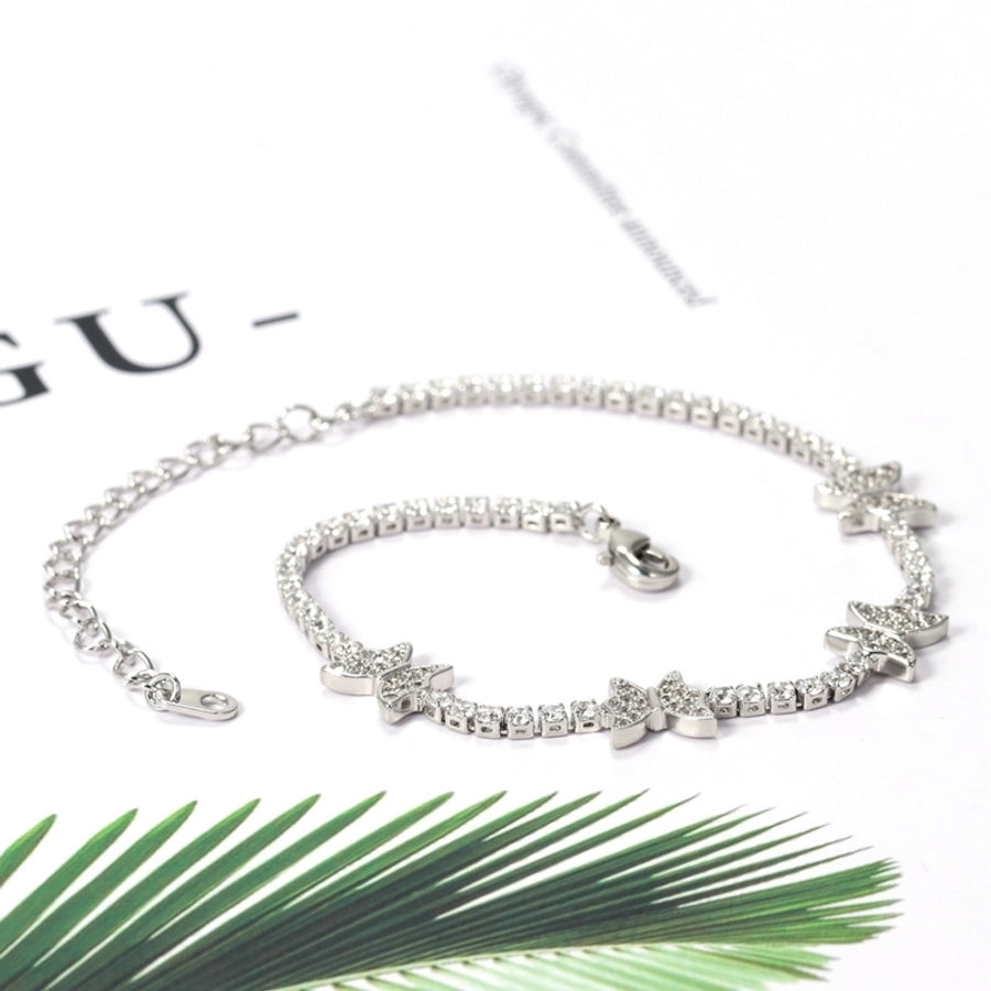 Copper 18K Gold Plated Inlay Butterfly Zircon Bracelets