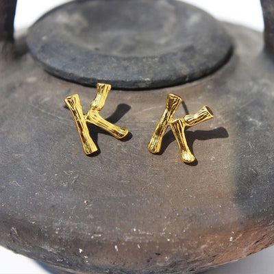 1 Pair Simple Style Classic Style IG Style Letter Plating Brass 24K Gold Plated Ear Studs