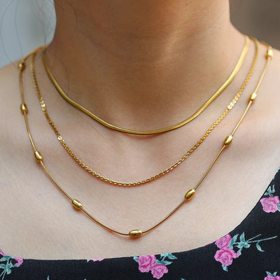 Jewelry Hip-Hop Streetwear Geometric 304 Stainless Steel Three Layer Necklace