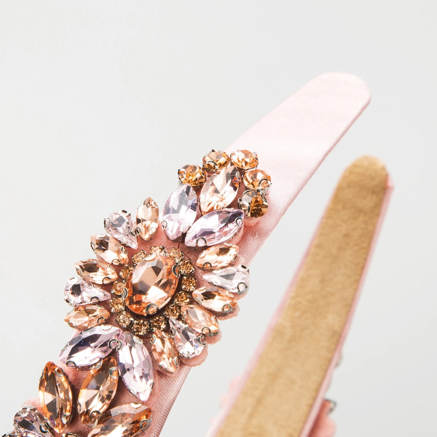 Women's Elegant Luxurious Flower Cloth Inlay Glass Hair Band