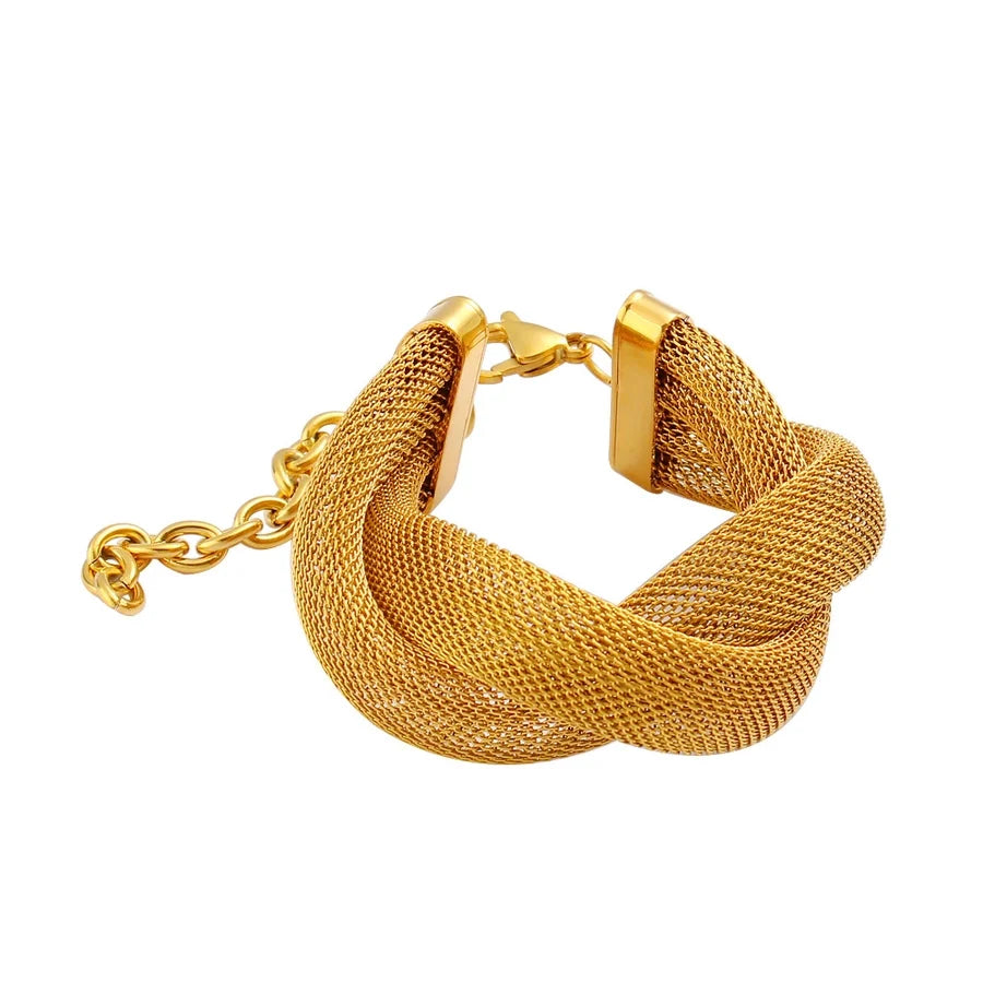 Jewelry Retro Exaggerated Geometric 304 Stainless Steel 18K Gold Plated Bracelets Necklace