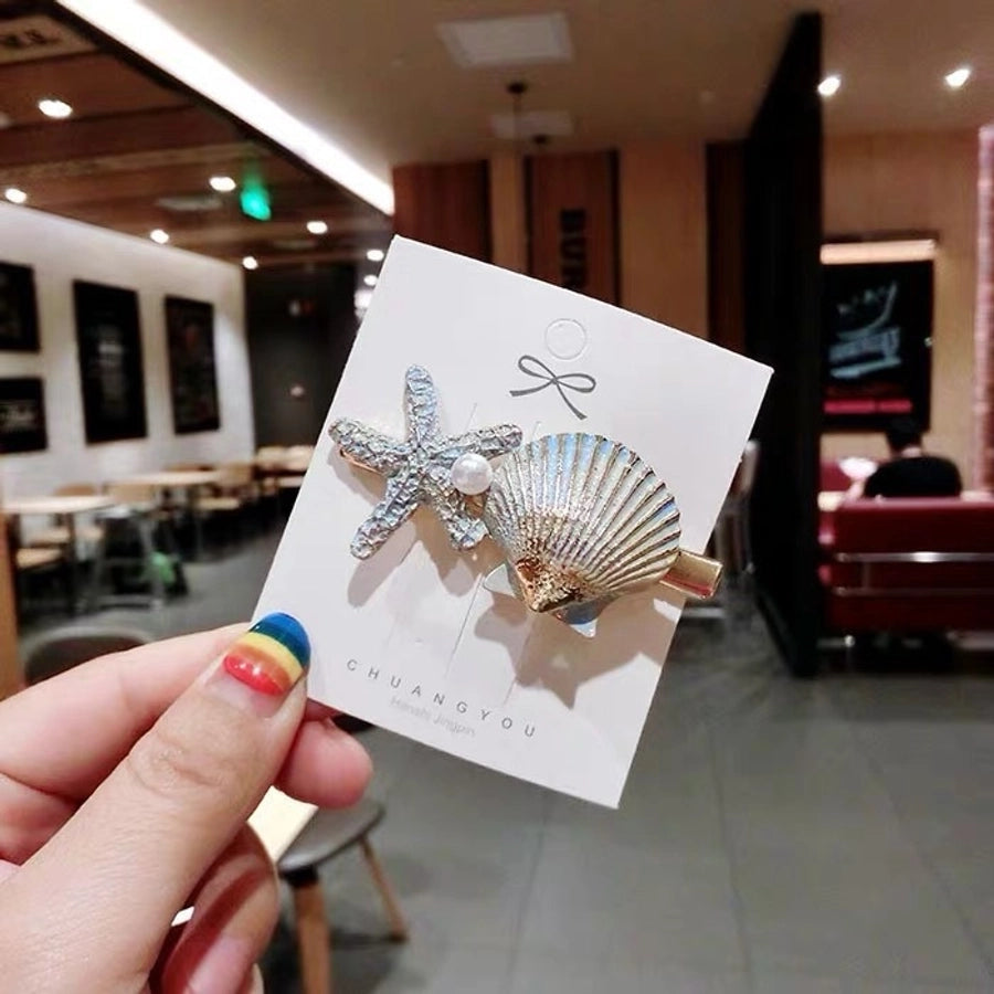 Japanese Style  Internet Celebrity Hair Clip Ocean Style Starfish Shell Duckbill Clip Bangs Clip Side Clip Japanese and Korean Style  Hair Accessories Women